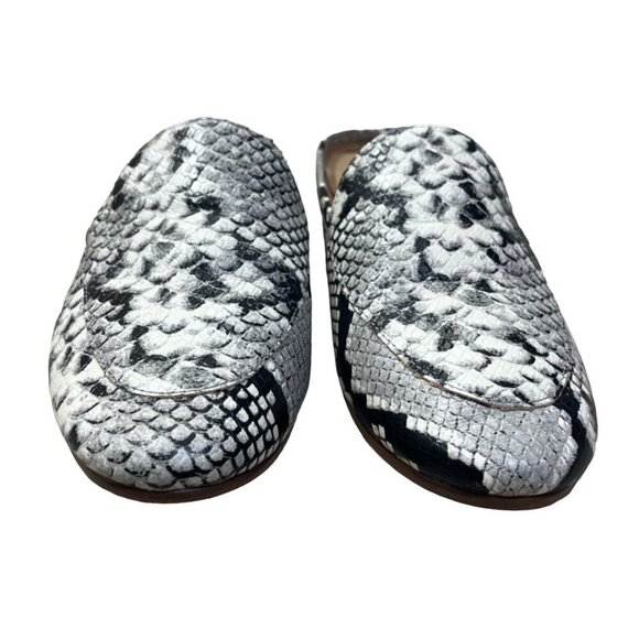 Banana Republic Faux Snakeskin Mule Shoe Slip-On Black White Gray Size 8 - Picture 2 of 8